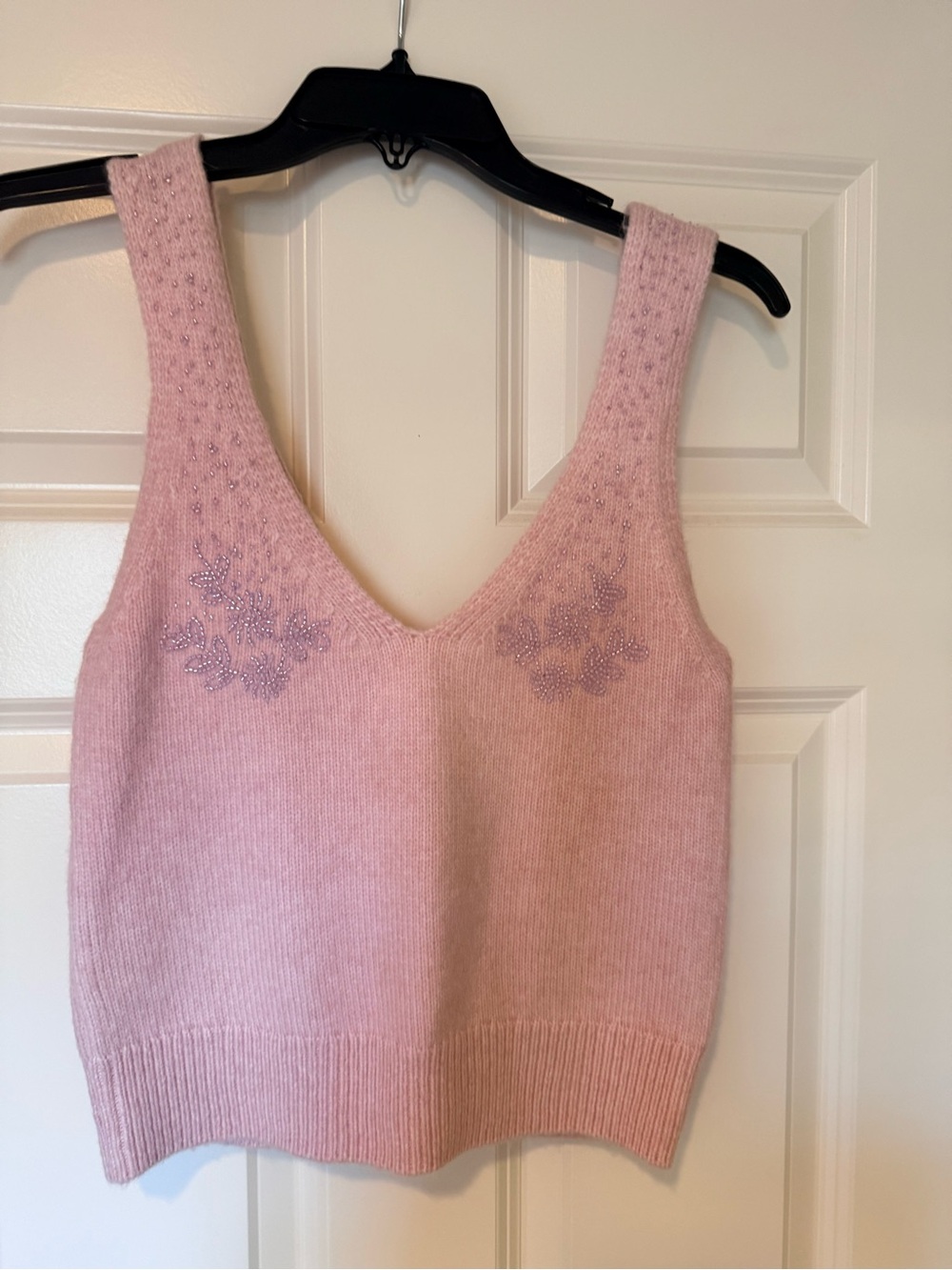 Mango baby Pink Embellished V-Neck Knit Tank